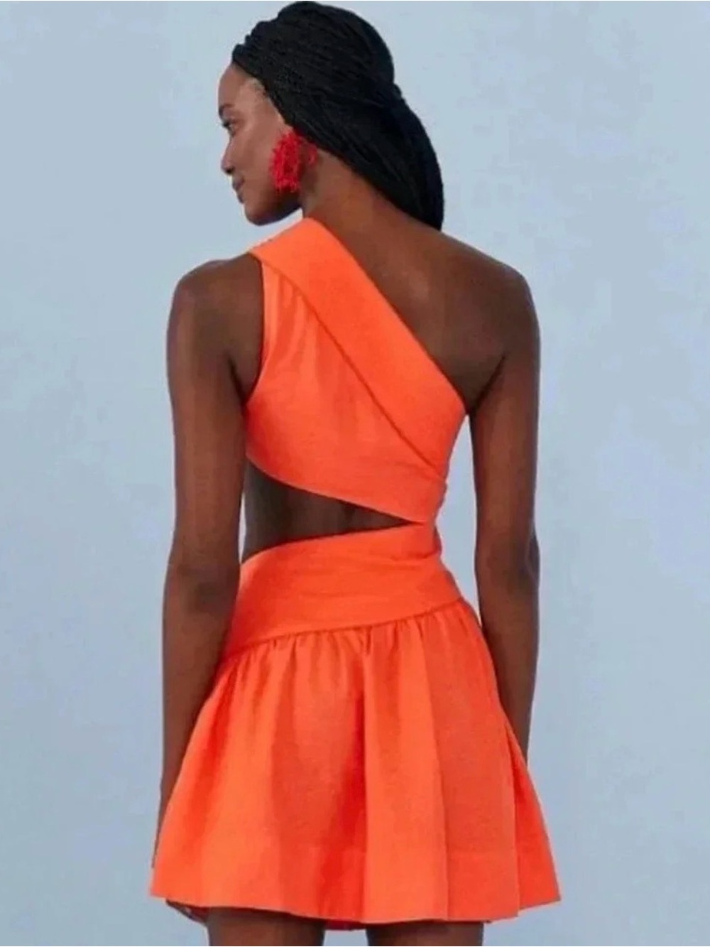 Farm Rio Orange One-Shoulder Mini Dress size Small - Picture 2 of 8